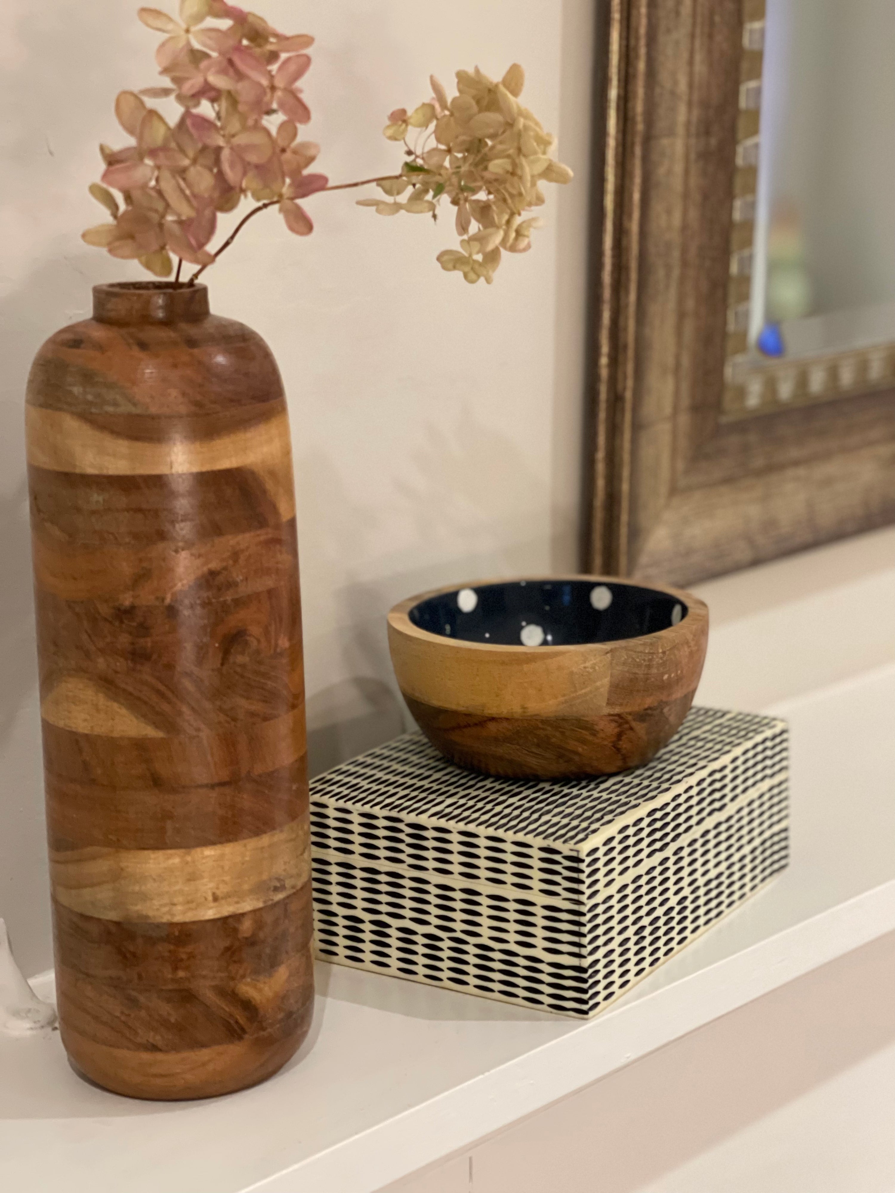 Acacia Wood Sleek Vase